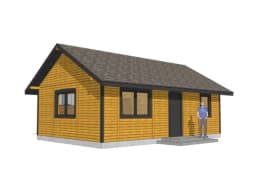 Widok z boku na domek CRK5 PLUS – projekt jednorodzinny o powierzchni 54 m²