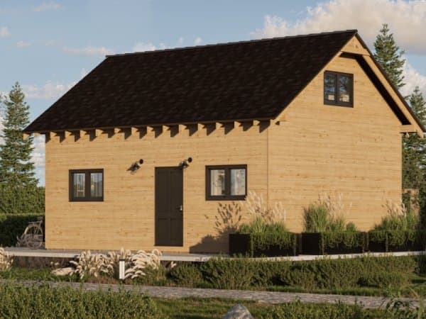 Drewniany domek rekreacyjny całoroczny CRK18 PLUS - jednorodzinny - 48 m²