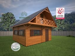 Domek z drewna z balkonem
