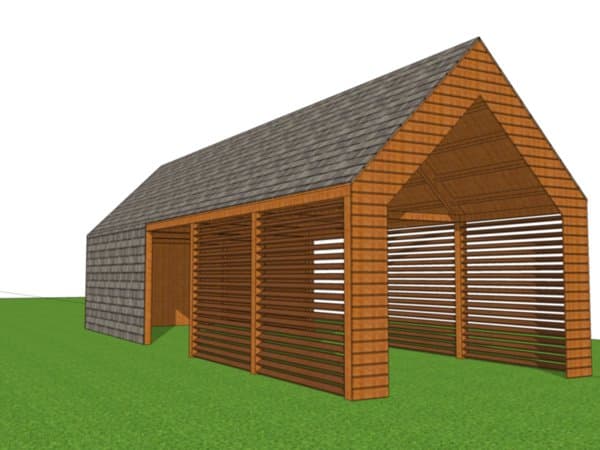 Wiata samochodowa Grażyna 12,5x4m – Solidna ochrona z pomieszczeniem gospodarczym