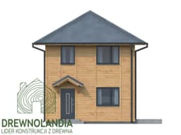 Wnętrze drewnianego domku z antresolą - schody i przestronne pomieszczenia