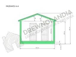 Przekrój A-A domku CRK2 – całoroczny projekt rekreacyjny o powierzchni 48 m²