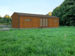 Wizualizacja domku CRK2 – całoroczny drewniany projekt o powierzchni 48 m²