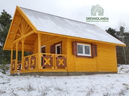 Domek Bolesław 7x5 - drewniany z tarasem, idealny na działkę