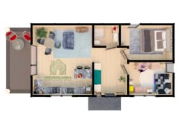 Rzut domku CRK1 – szczegółowy plan rozmieszczenia pomieszczeń