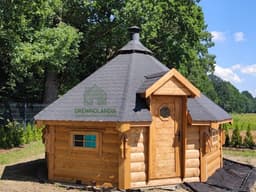 Domek grillowy "Jan" wykonany z drewna, producent Drewnolandia, wymiary 4,8m