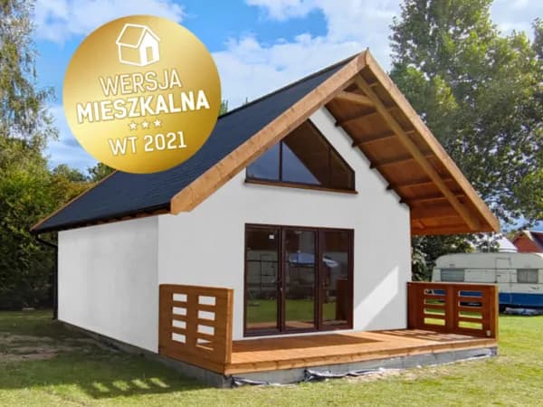 CRA6 PREMIUM – elegancki domek całoroczny z drewnianą konstrukcją i dużymi przeszkleniami