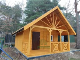 Drewnolandia - domek letniskowy Bolesław 7x5 m z antresolą i tarasem