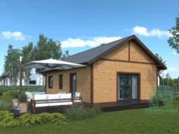 Drewnolandia 1 CRK – detal elewacji bocznej, całoroczny dom rekreacyjny o powierzchni 70m²