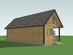 Drewniany domek „bliźniak” – przestronny projekt z tarasem