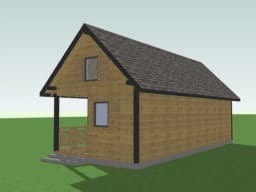 Drewniany domek „bliźniak” W1X2 – elewacja z dużym oknem