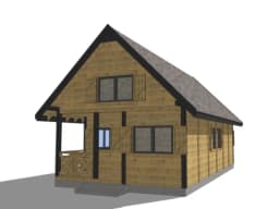 Widok boczny domku „bliźniak” W2X2 – elegancki układ segmentów z przestronnym tarasem