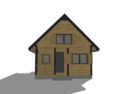 Widok na detale elewacji domku „bliźniak” W2X2