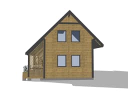 Szeregowy domek J1X2 – przestronna architektura z drewnianą elewacją