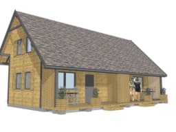 Widok frontalny na szeregowy domek J1X2 – minimalistyczny design