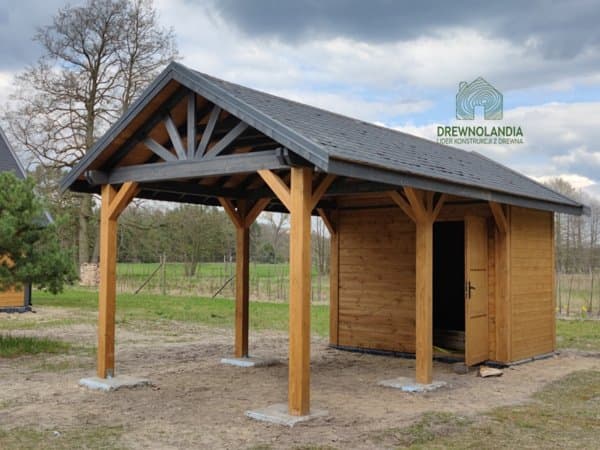 Wiata z drewna Agnieszka - ochrona dla samochodu, wymiary 6x3 m