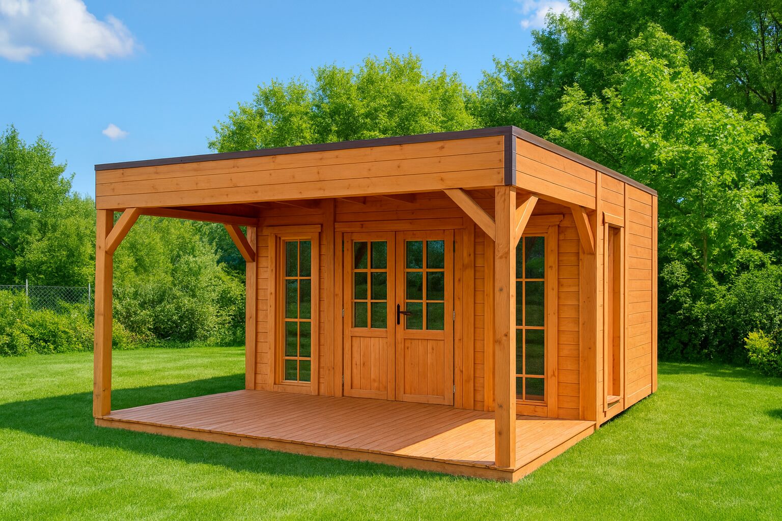 Domek ogrodowy z tarasem Tymon 4,5x3m + 4,5×2,5